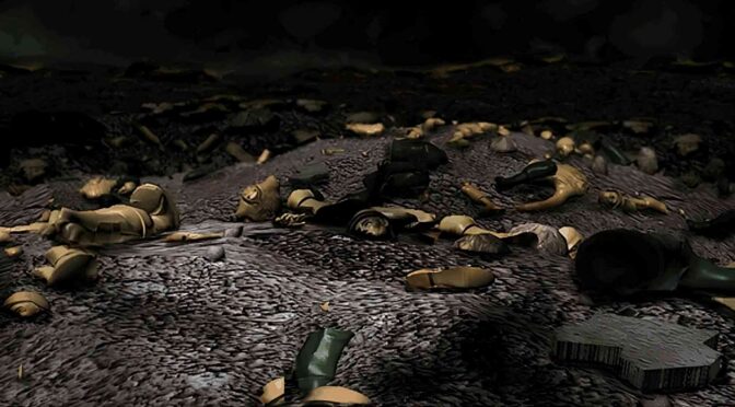 In the image can be depicted a battleground fill with Army Men pieces