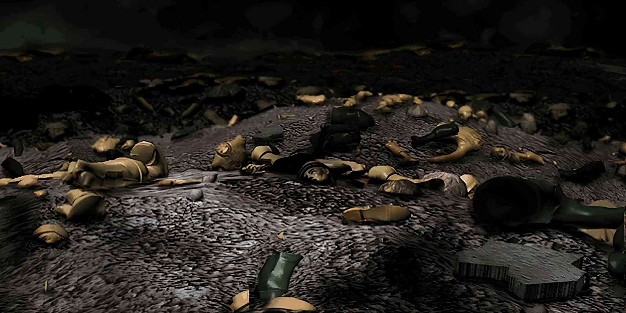 In the image can be depicted a battleground fill with Army Men pieces